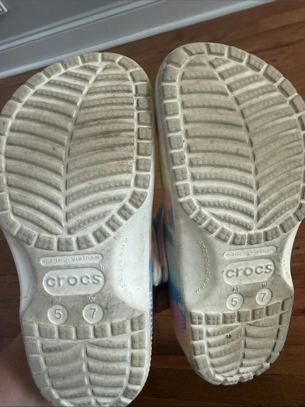 CROCS Kids Tie-Dye Clogs in Pink, Blue, Yellow, Cream